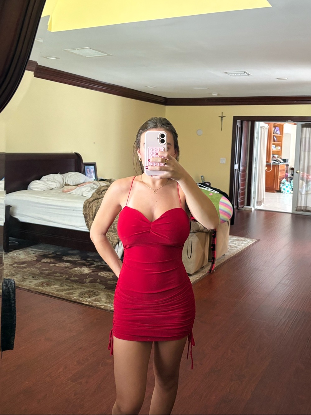 Windsor Red Ruched Mini Dress